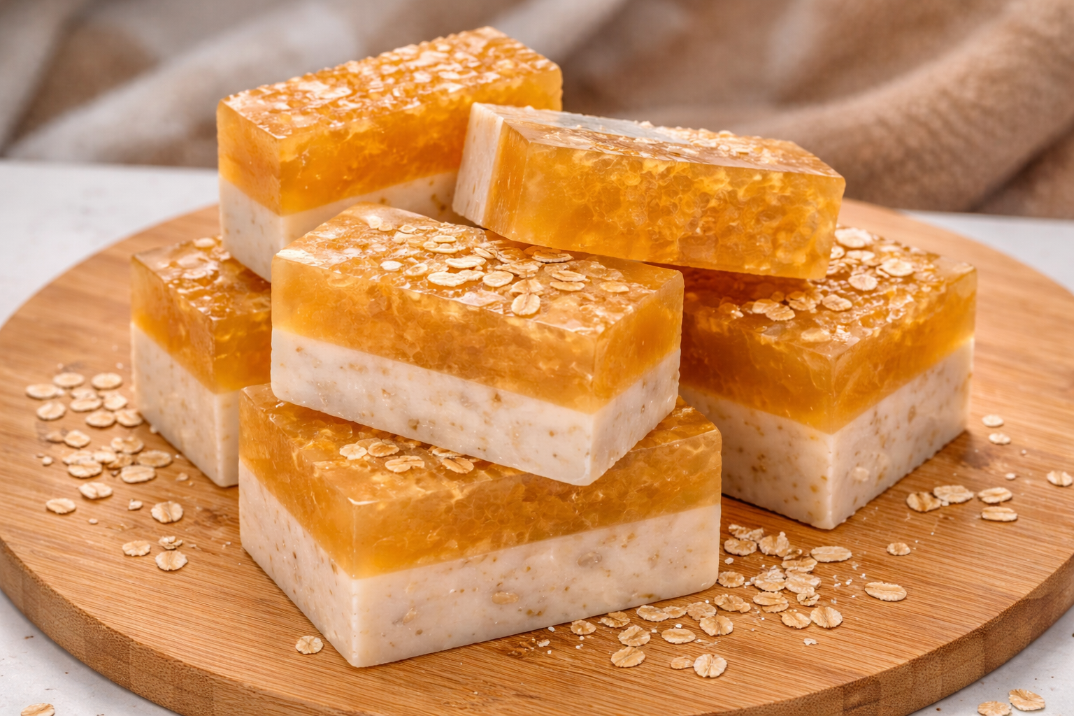 Jabón artesanal de miel y avena