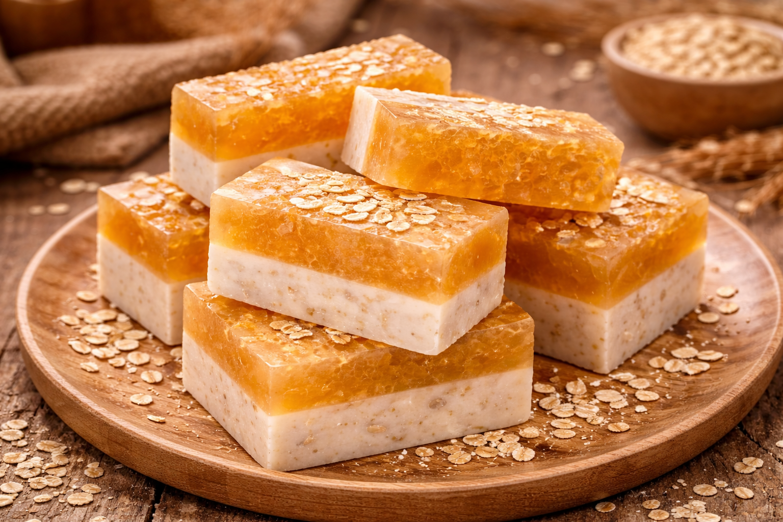 Jabón artesanal de miel y avena